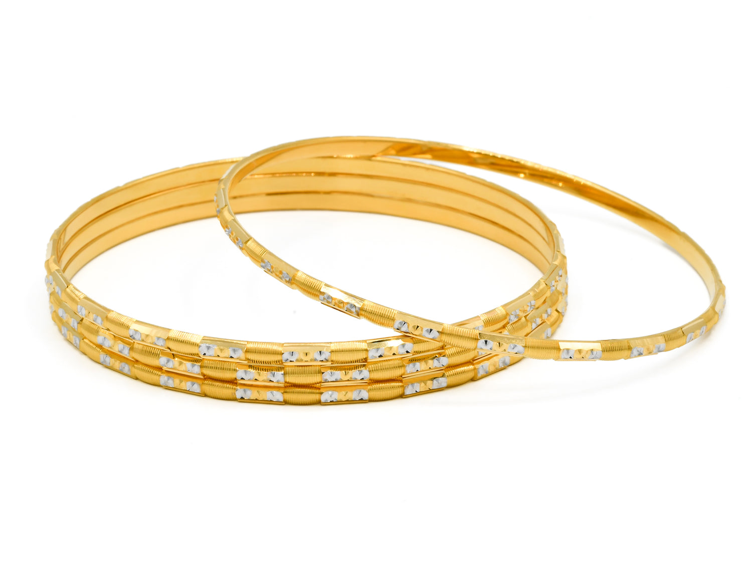 22ct Gold Two Tone 4 Piece Solid Bangle - Roop Darshan