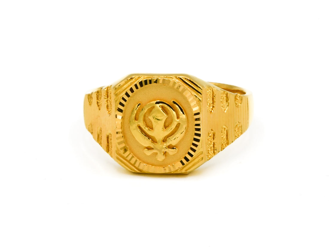 22ct Gold Khanda Mens Ring - Roop Darshan