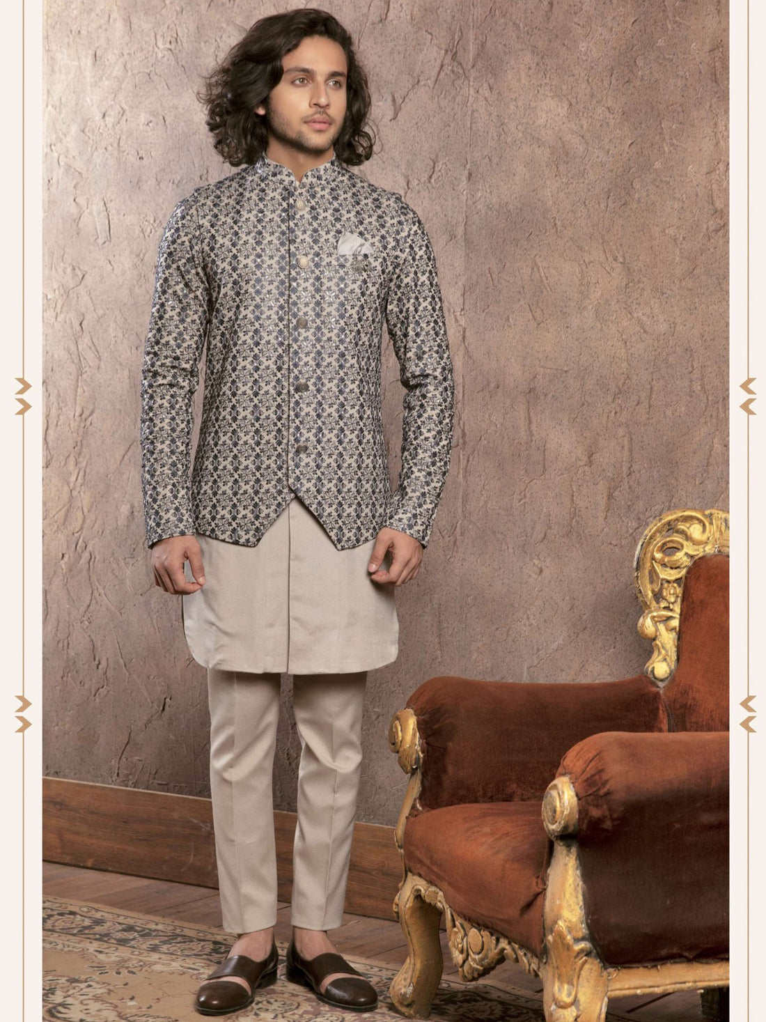 Kurta Payjama With Jacket - Roop Darshan
