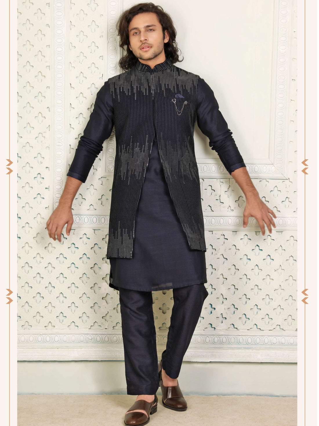 Kurta Payjama With Jacket - Roop Darshan