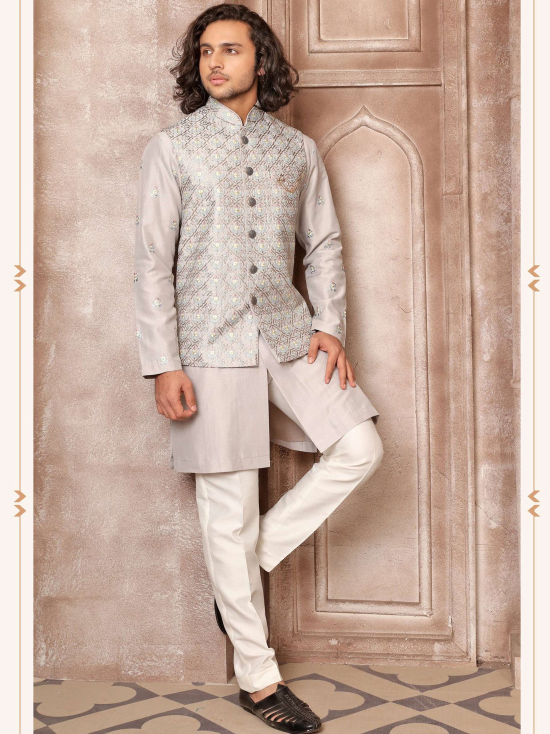 Kurta Payjama With Jacket - Roop Darshan