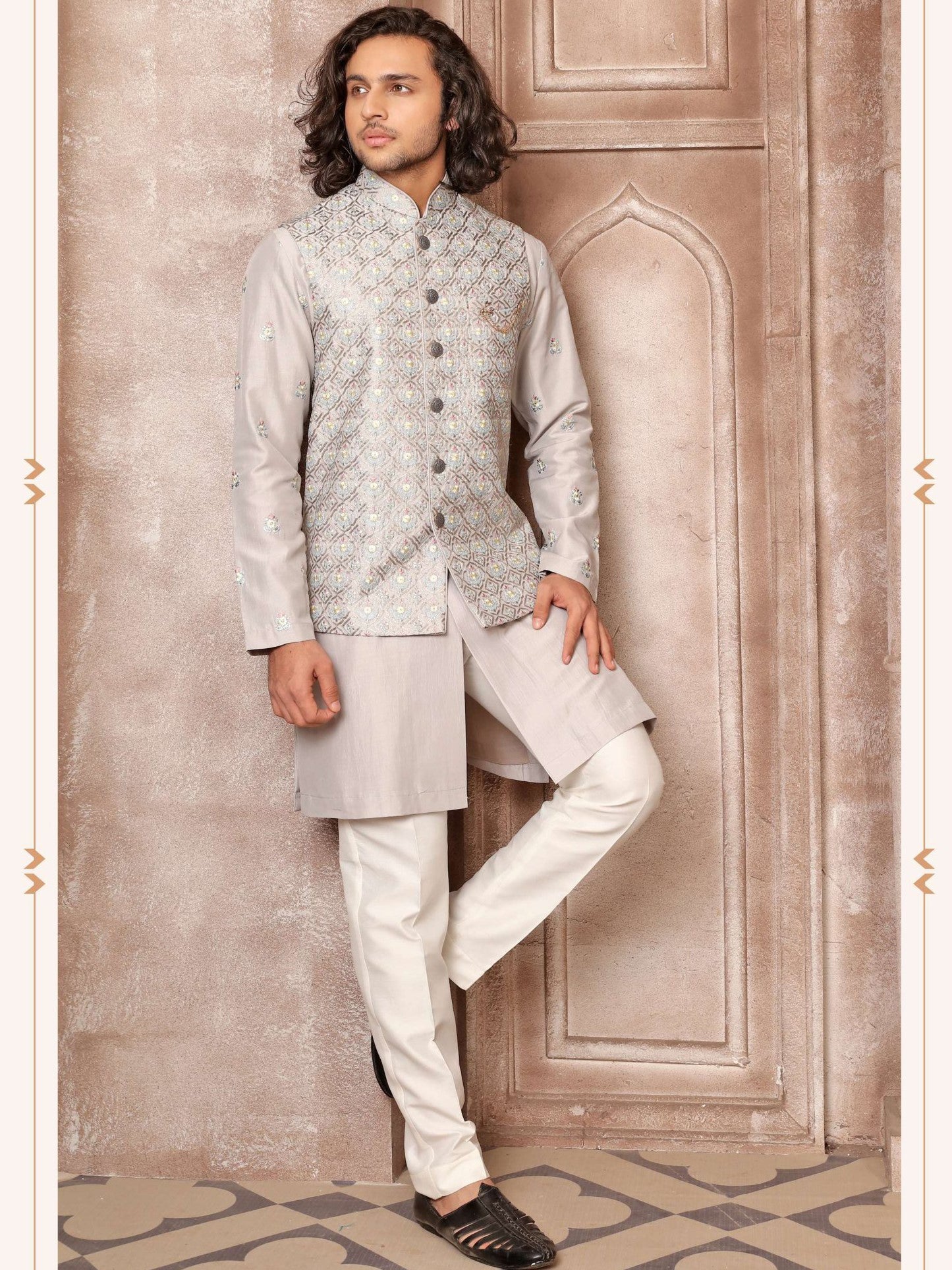 Kurta Payjama With Jacket - Roop Darshan