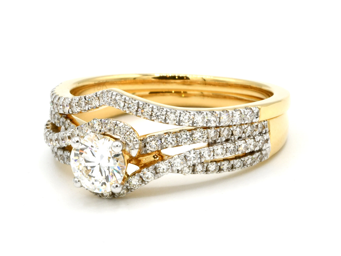 18ct Gold 1.17ct 2PC Diamond Wedding Ring - Roop Darshan