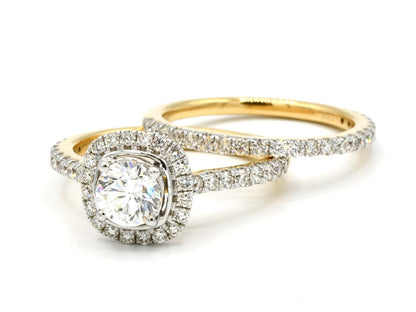 18ct Gold 1.48ct Cluster 2PC Diamond Wedding Ring - Roop Darshan