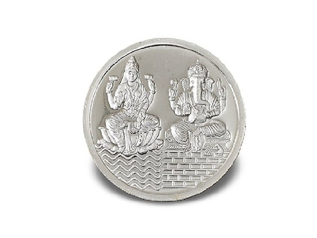 10 Grams Silver Laxmiji &amp; Ganesha Coin - Roop Darshan