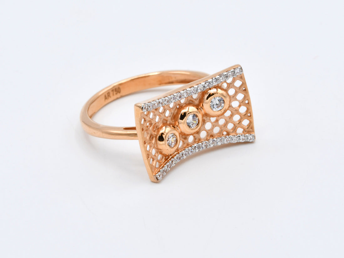 18ct Rose Gold CZ Ring - Roop Darshan