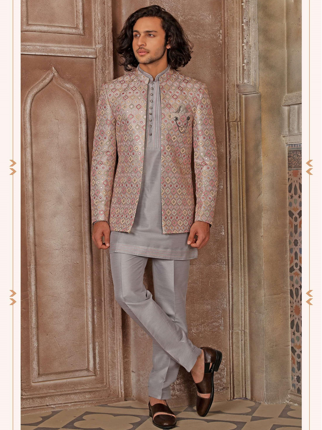 Kurta Payjama With Jacket - Roop Darshan