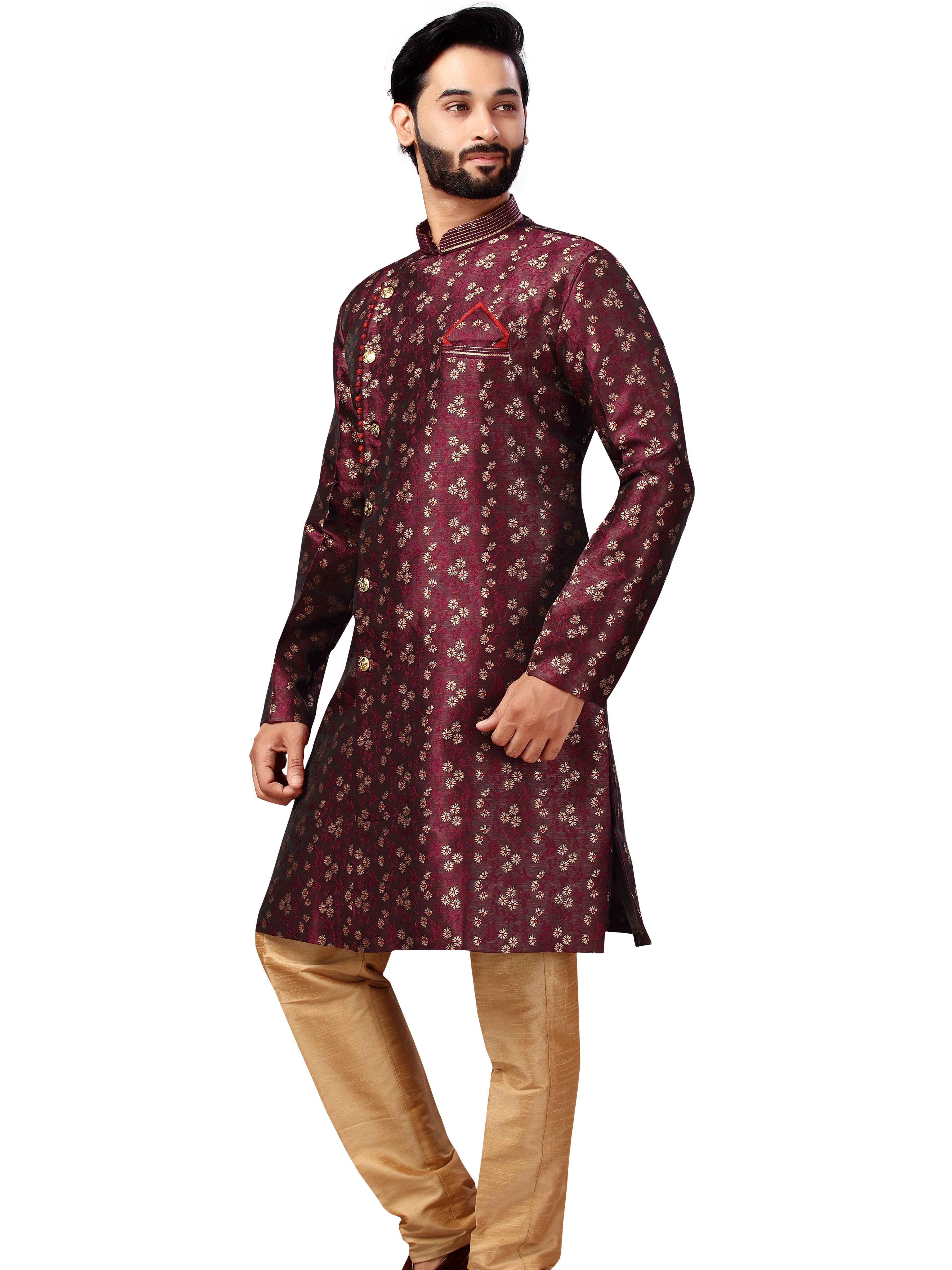 Silk Brocade Kurta Payjama - Roop Darshan