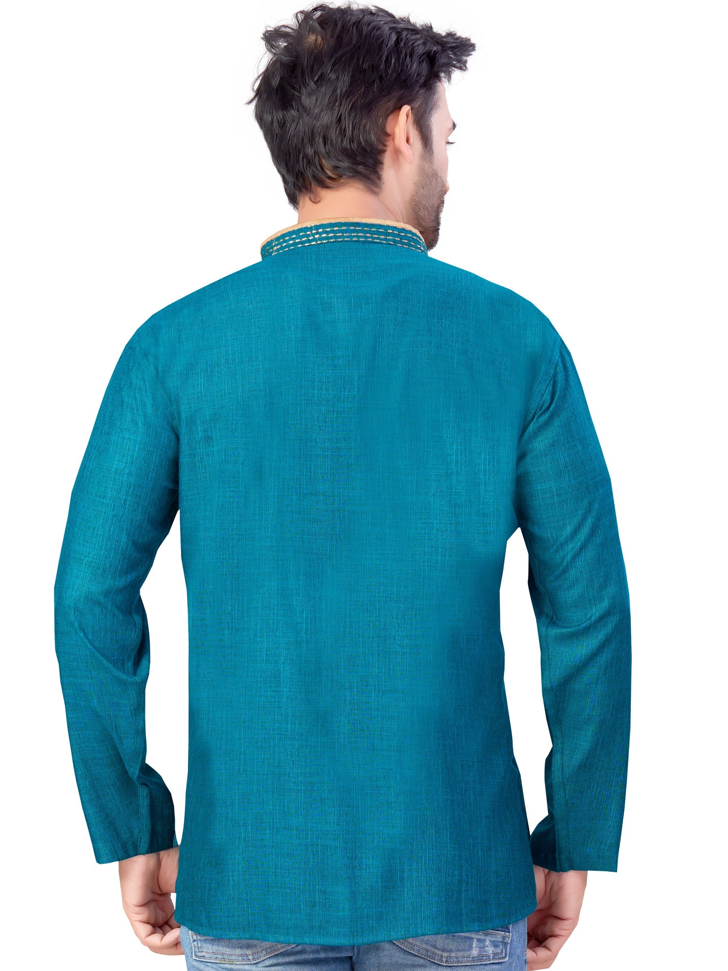 Mens Silk Embroidered Kurti - Roop Darshan