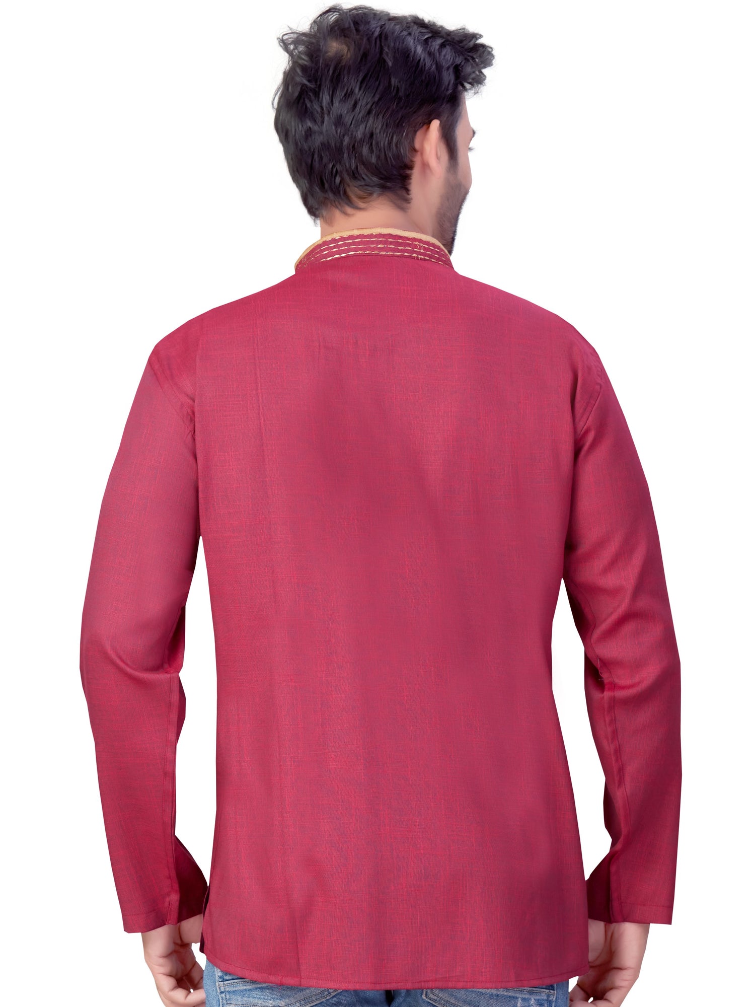 Mens Silk Embroidered Kurti - Roop Darshan