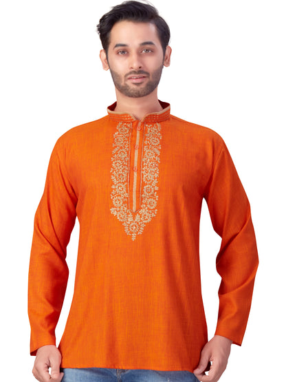 Mens Silk Embroidered Kurti - Roop Darshan
