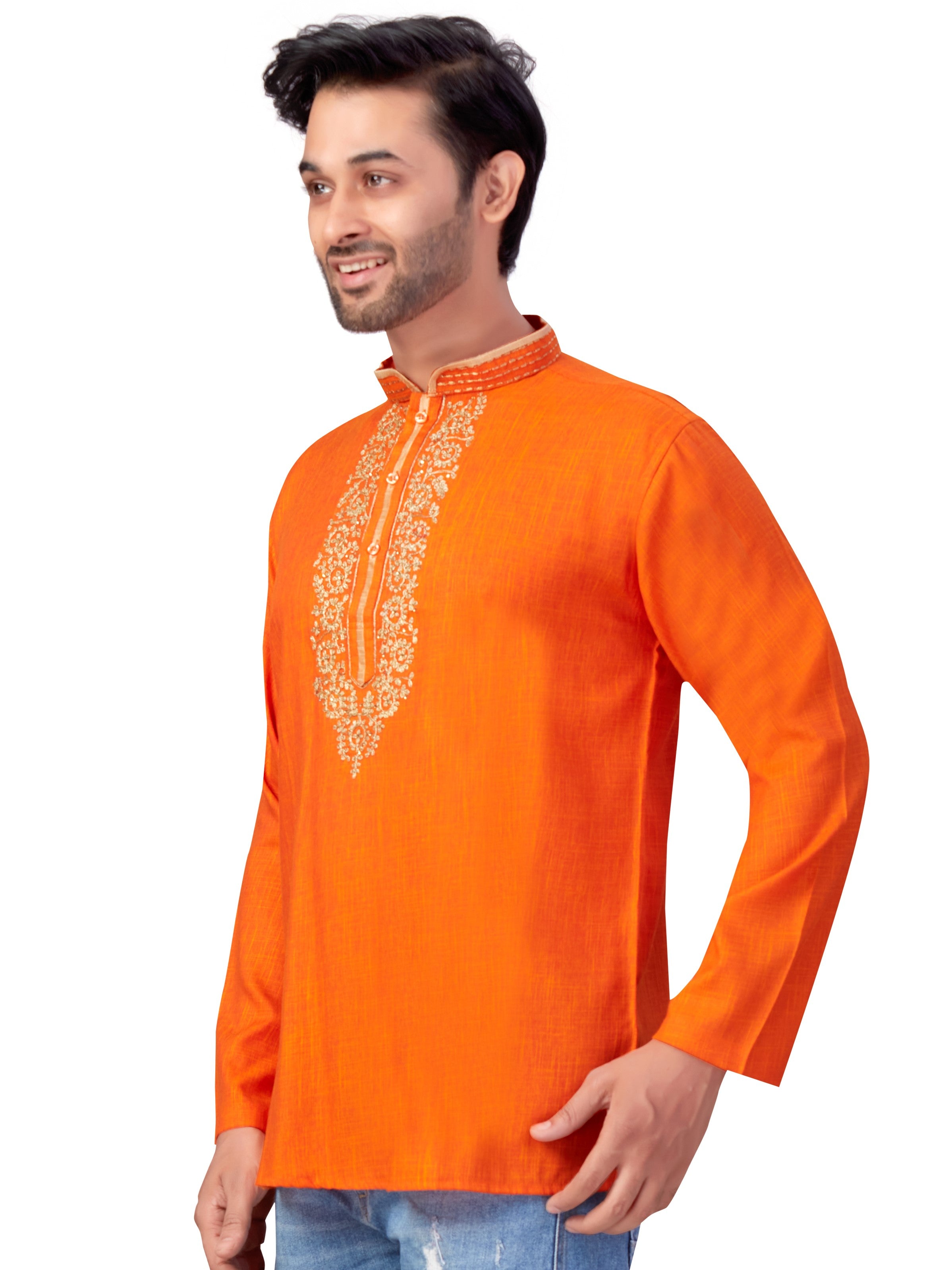 Mens Silk Embroidered Kurti - Roop Darshan