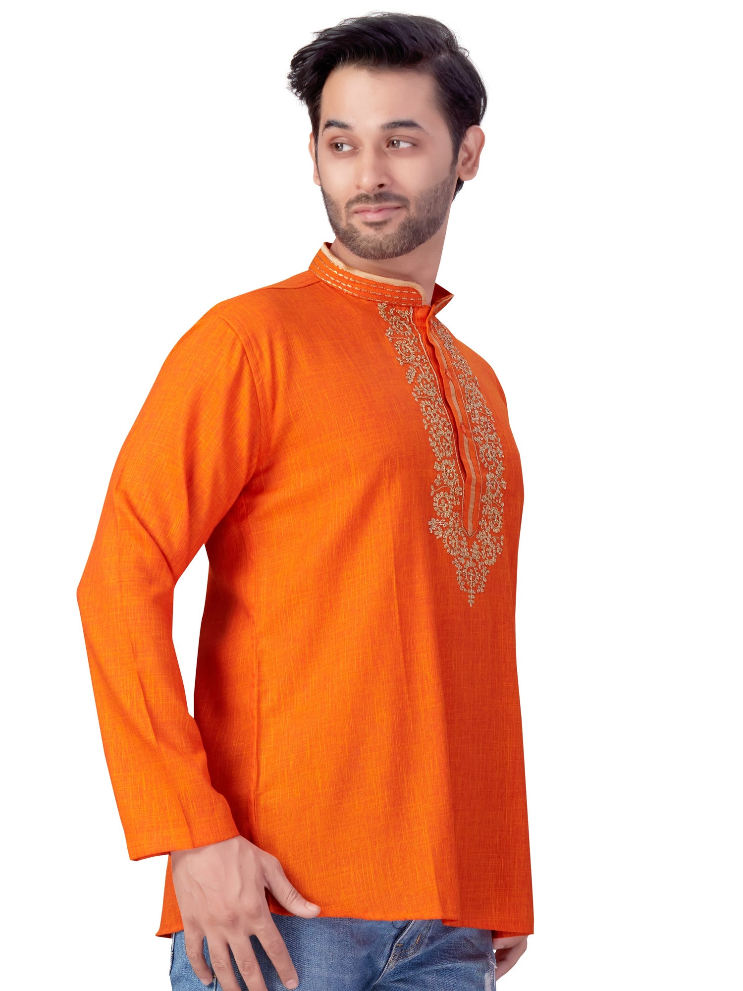 Mens Silk Embroidered Kurti - Roop Darshan