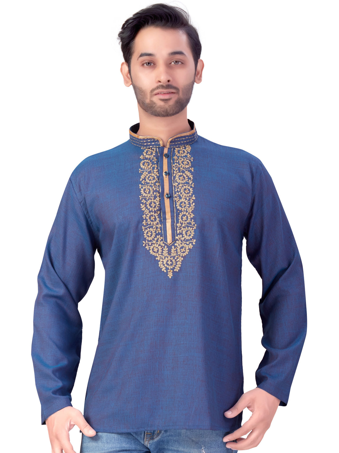 Mens Silk Embroidered Kurti - Roop Darshan