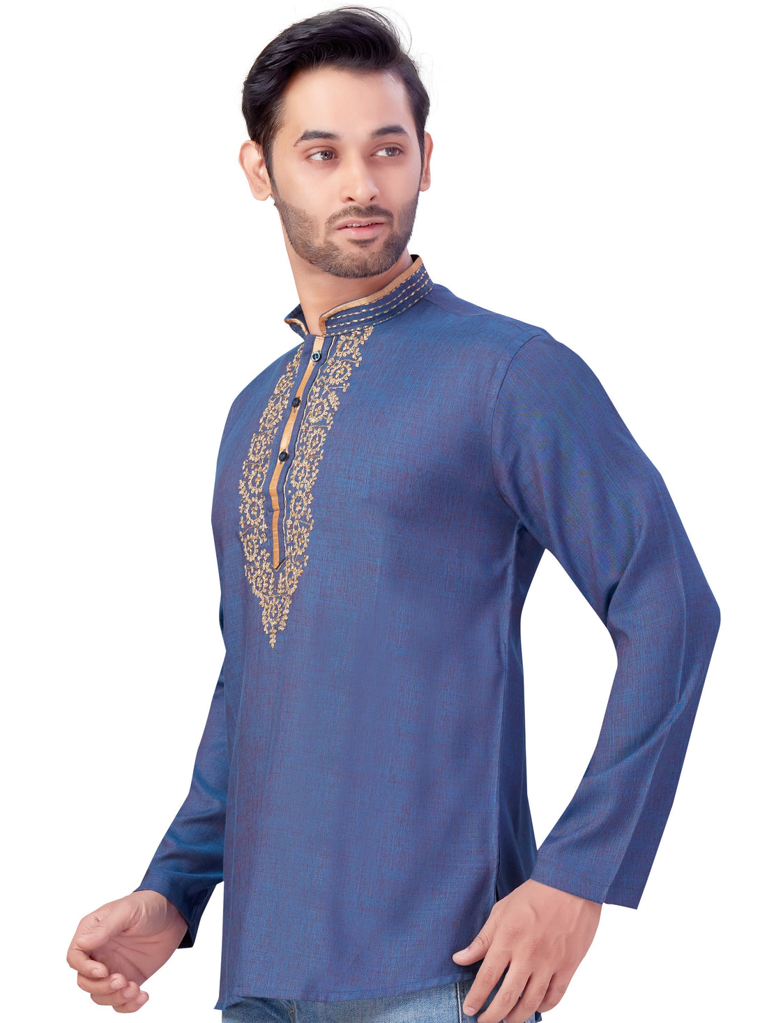 Mens Silk Embroidered Kurti - Roop Darshan