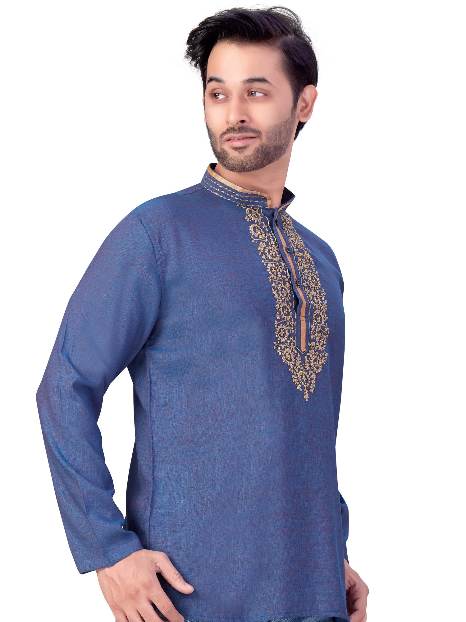 Mens Silk Embroidered Kurti - Roop Darshan