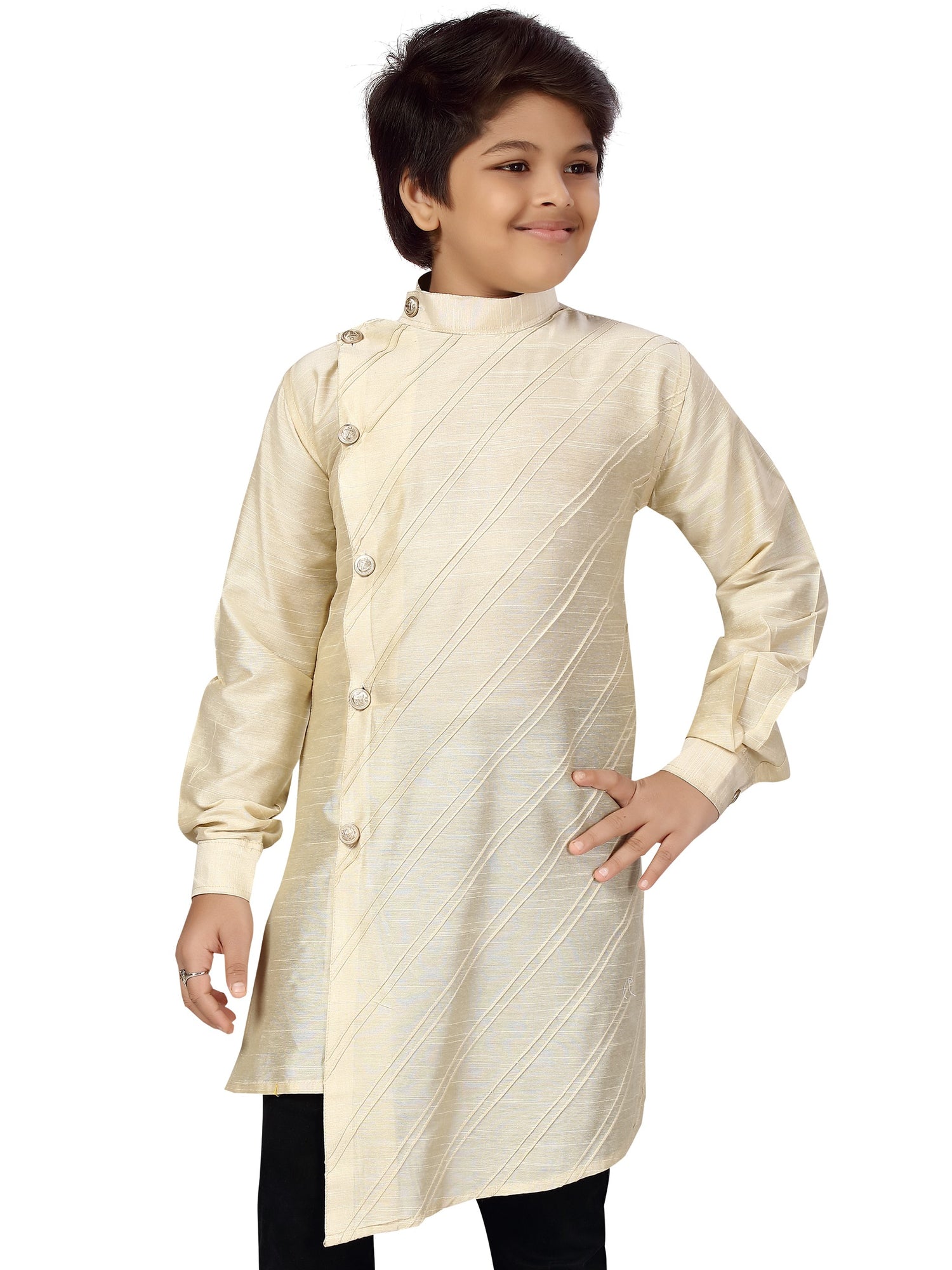 Boys Crosscut Cotton Silk Kurta - Roop Darshan