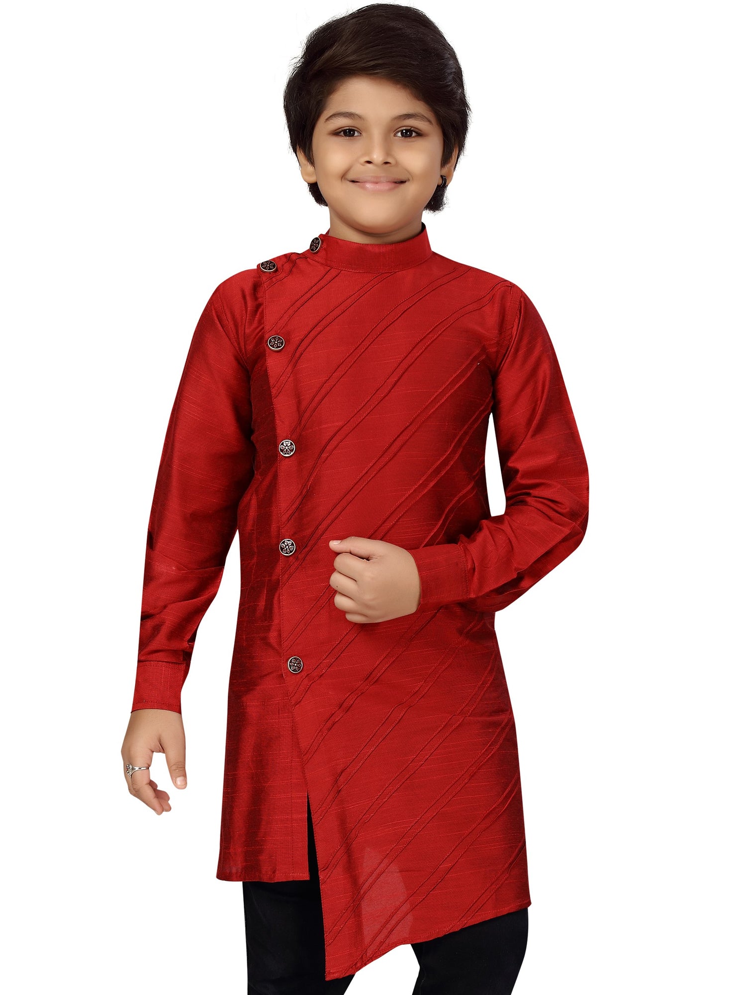 Boys Crosscut Cotton Silk Kurta - Roop Darshan
