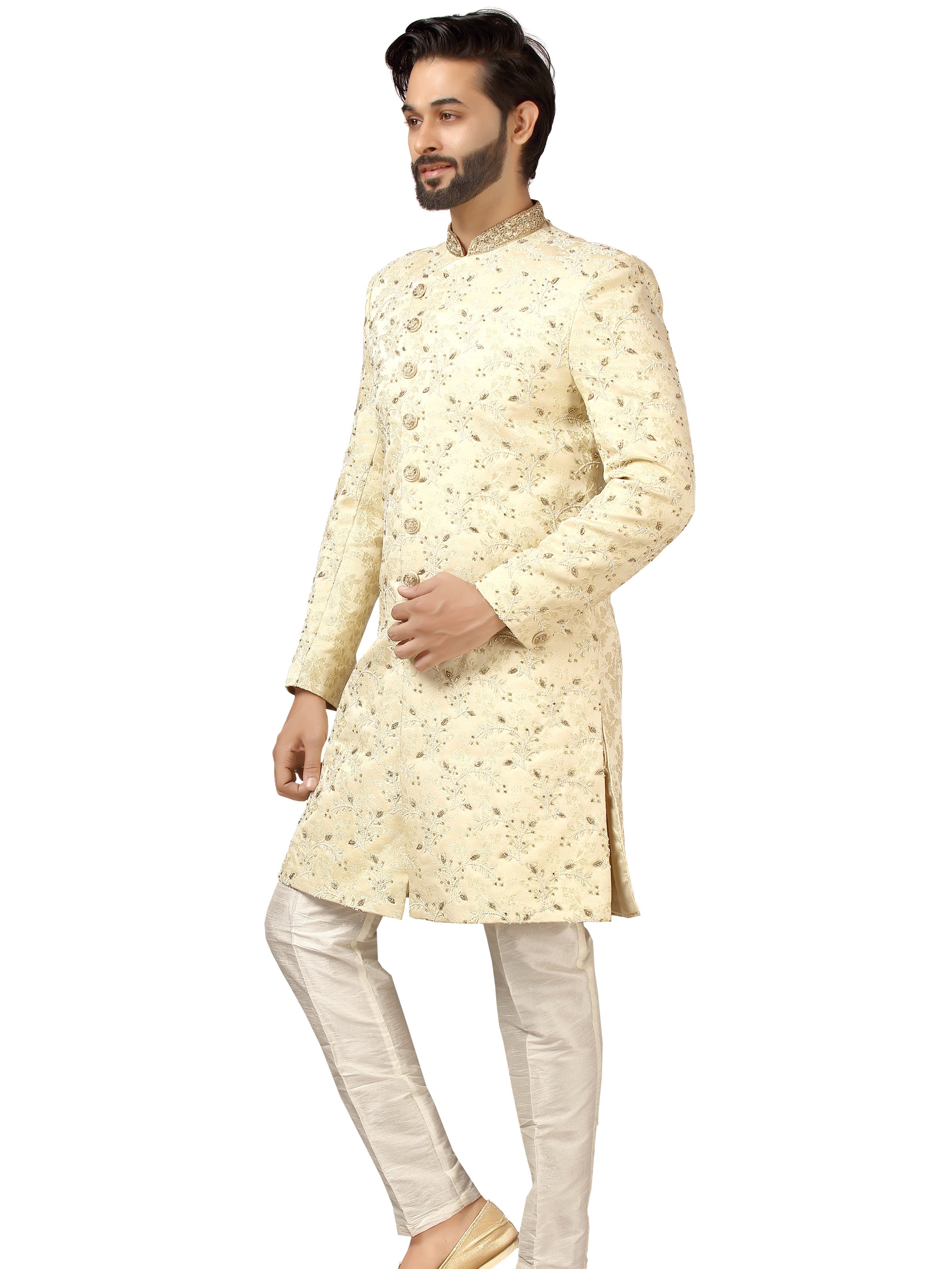 Mens Cross Cut Sherwani Suit - Roop Darshan