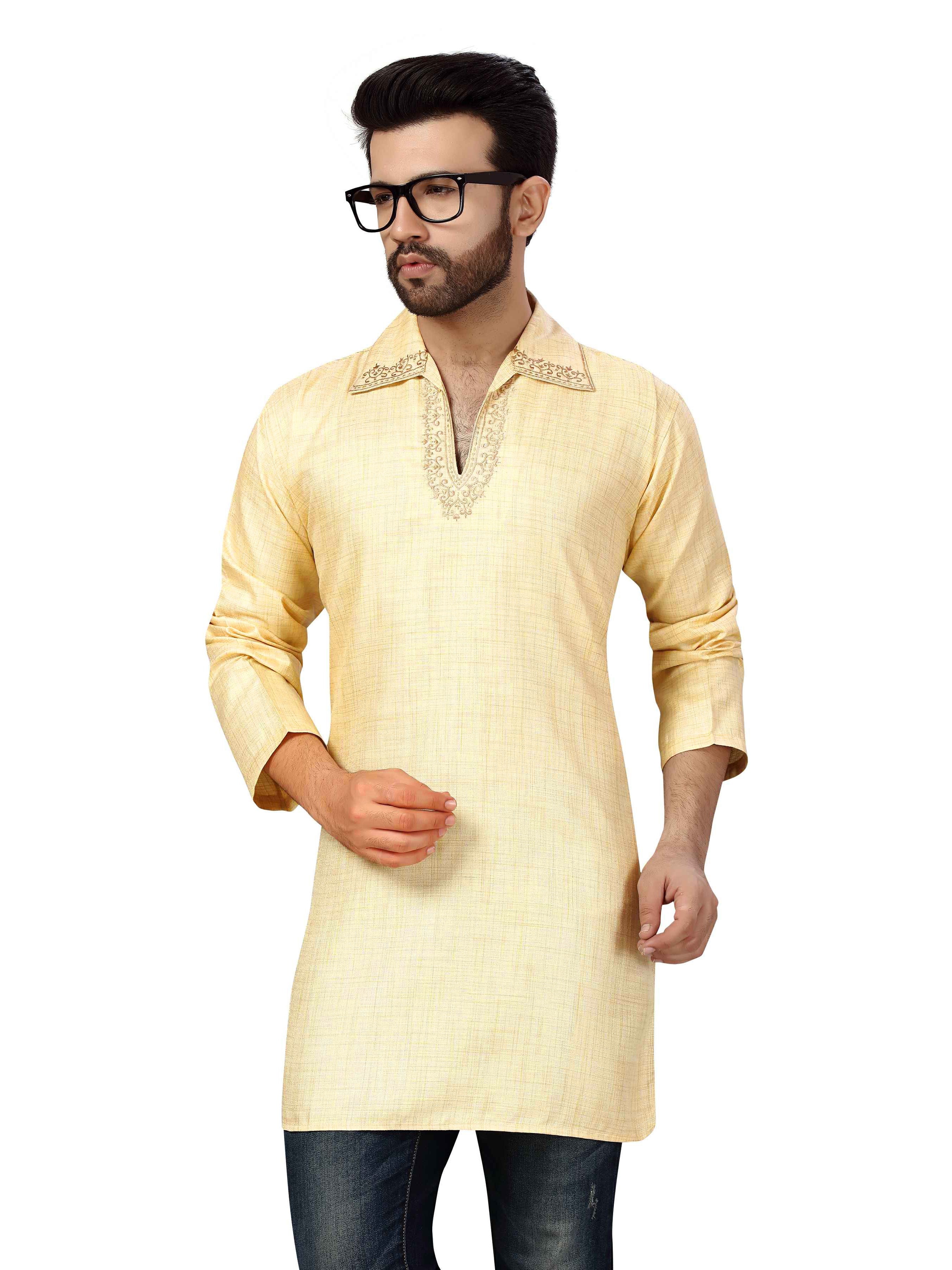 Mens Cotton Silk Kurta - Roop Darshan