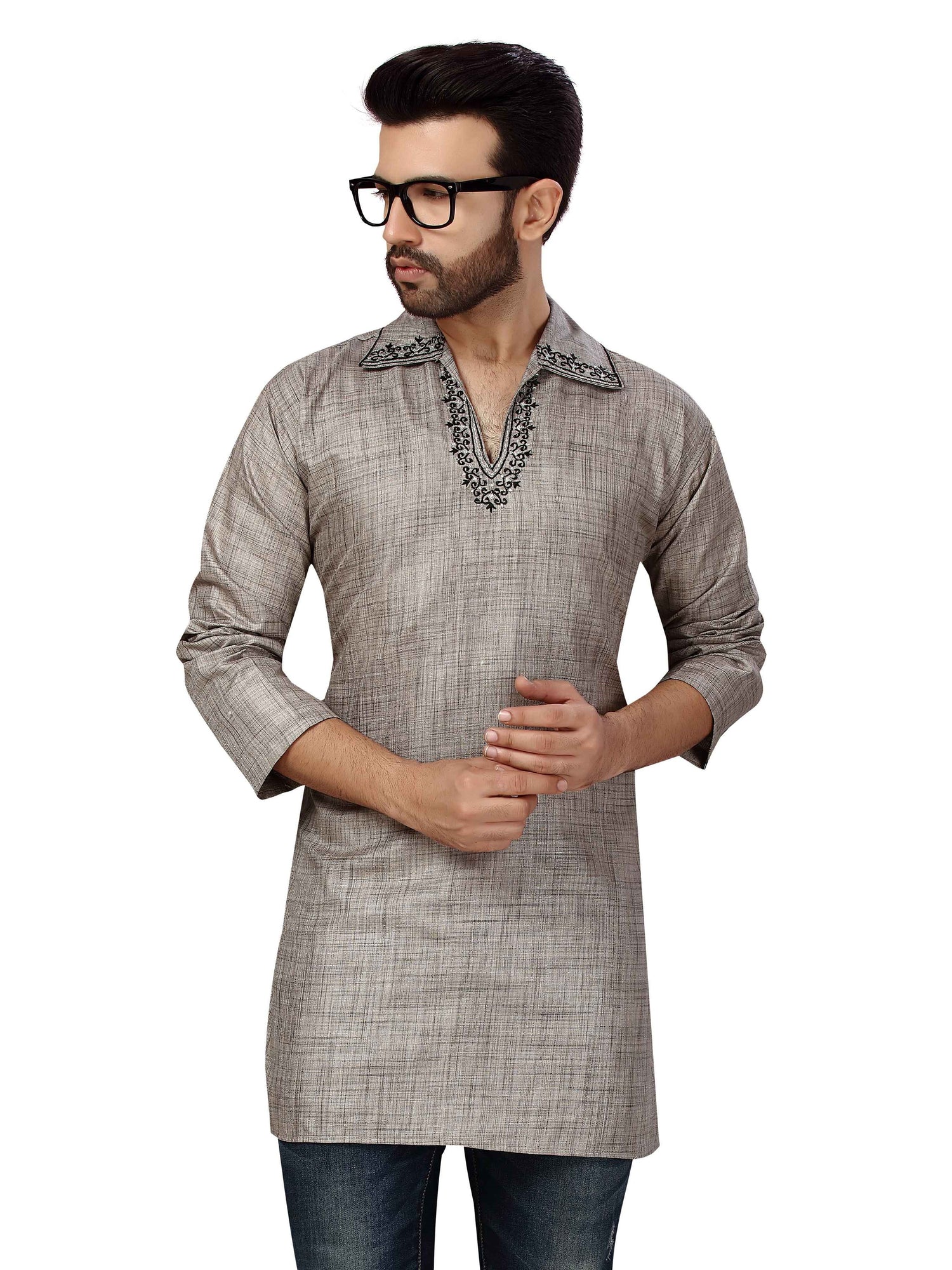 Mens Cotton Silk Kurta - Roop Darshan