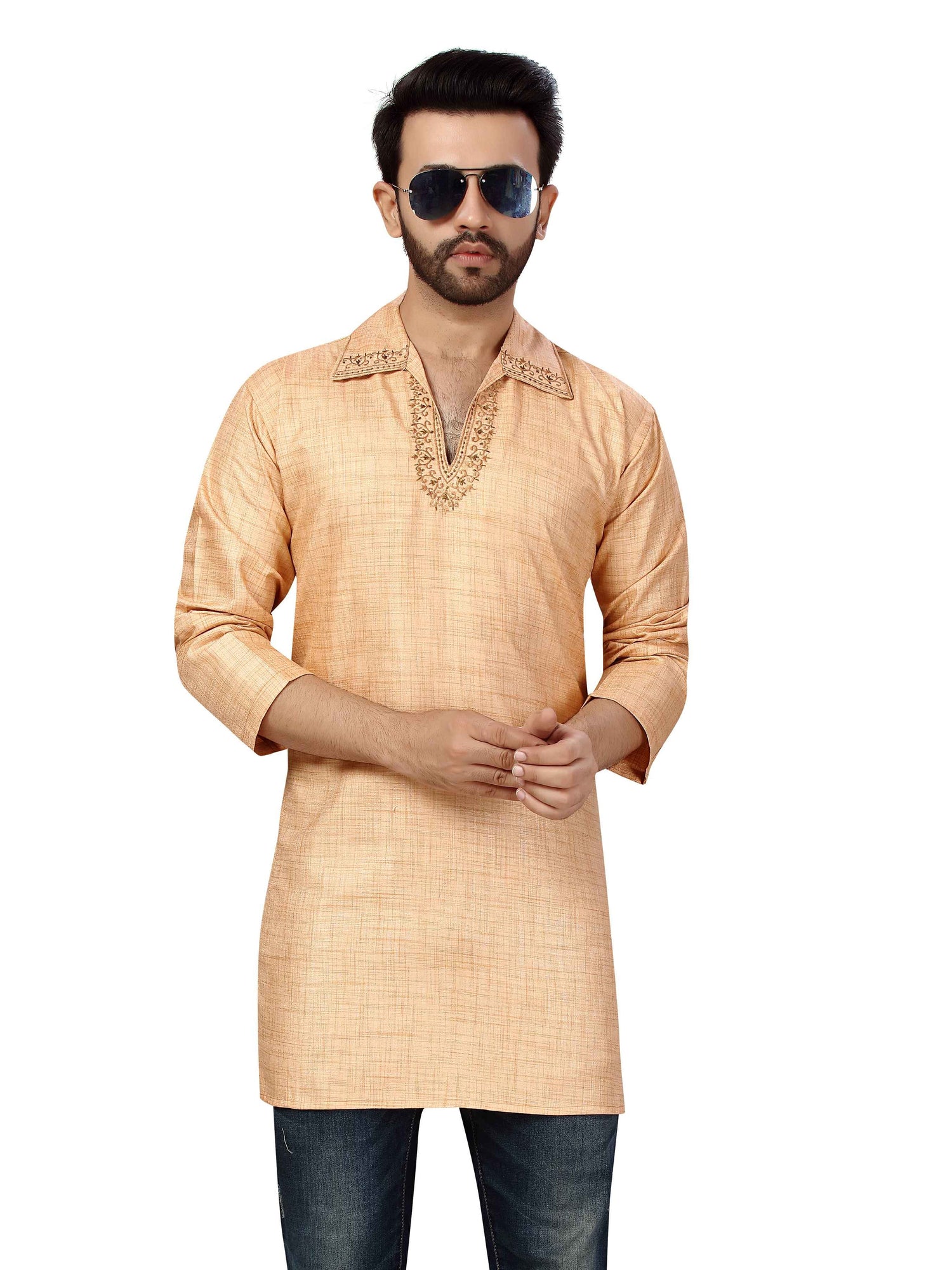 Mens Cotton Silk Kurta - Roop Darshan