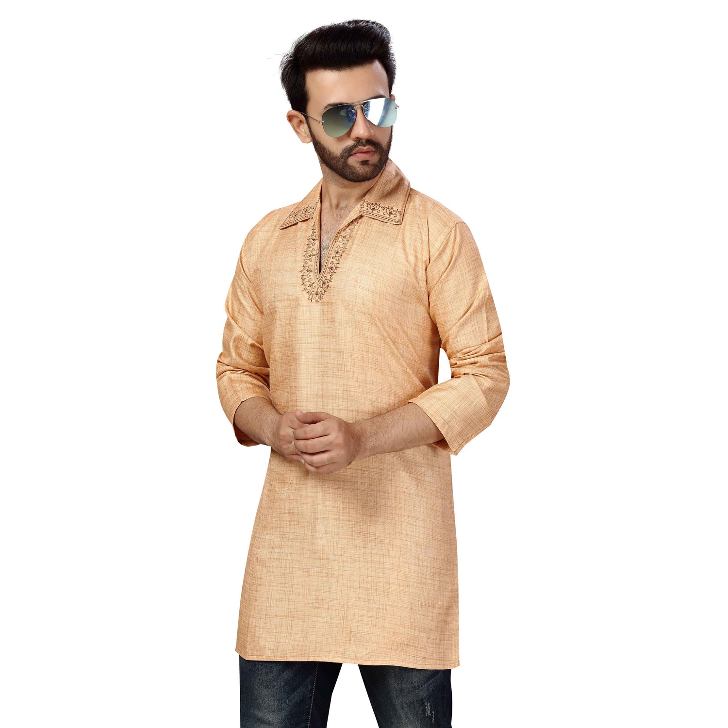 Mens Cotton Silk Kurta - Roop Darshan
