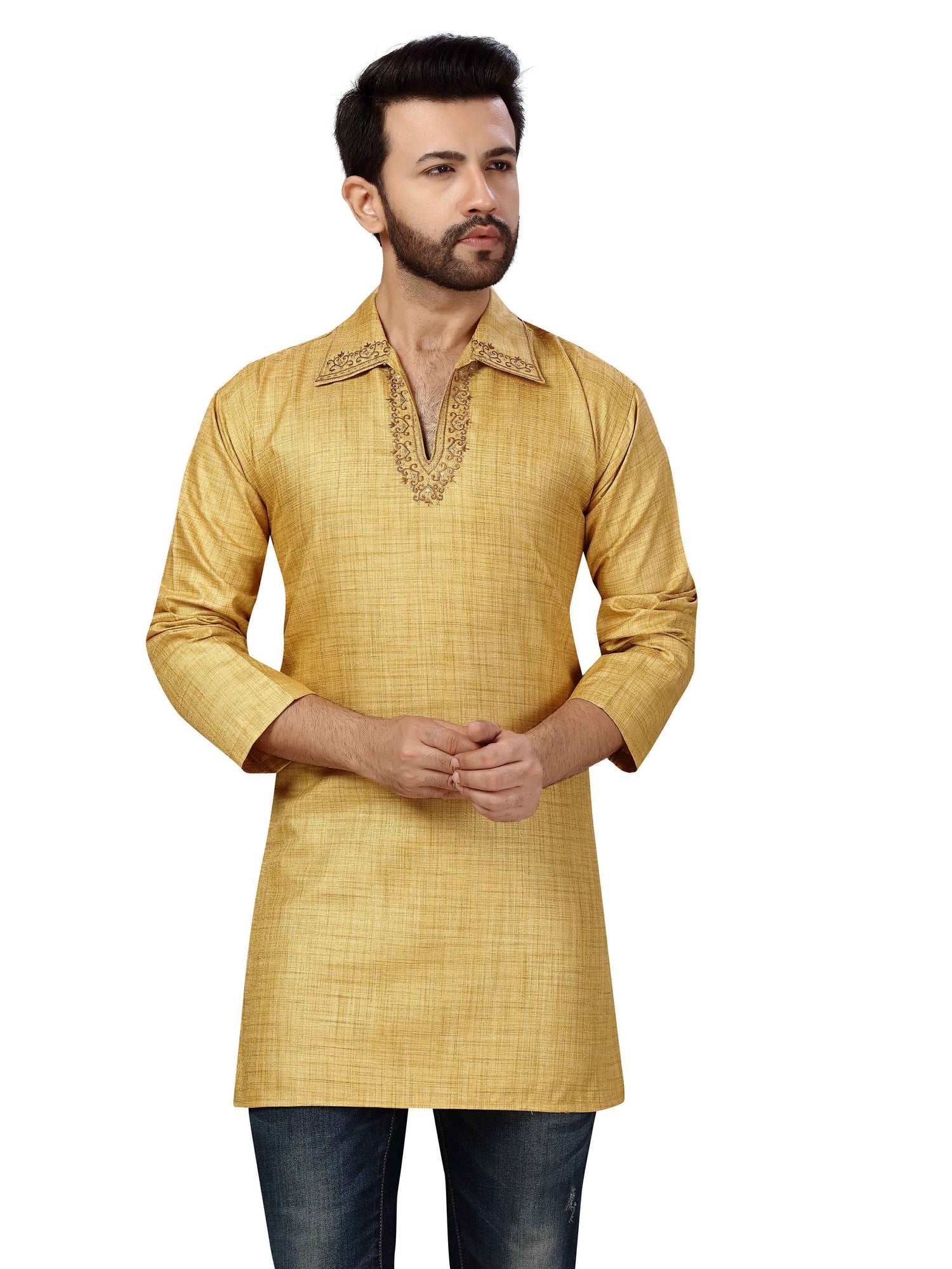 Mens Cotton Silk Kurta - Roop Darshan