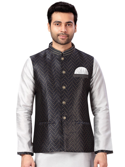 Silk Kurta Payjama With Jacket - Roop Darshan