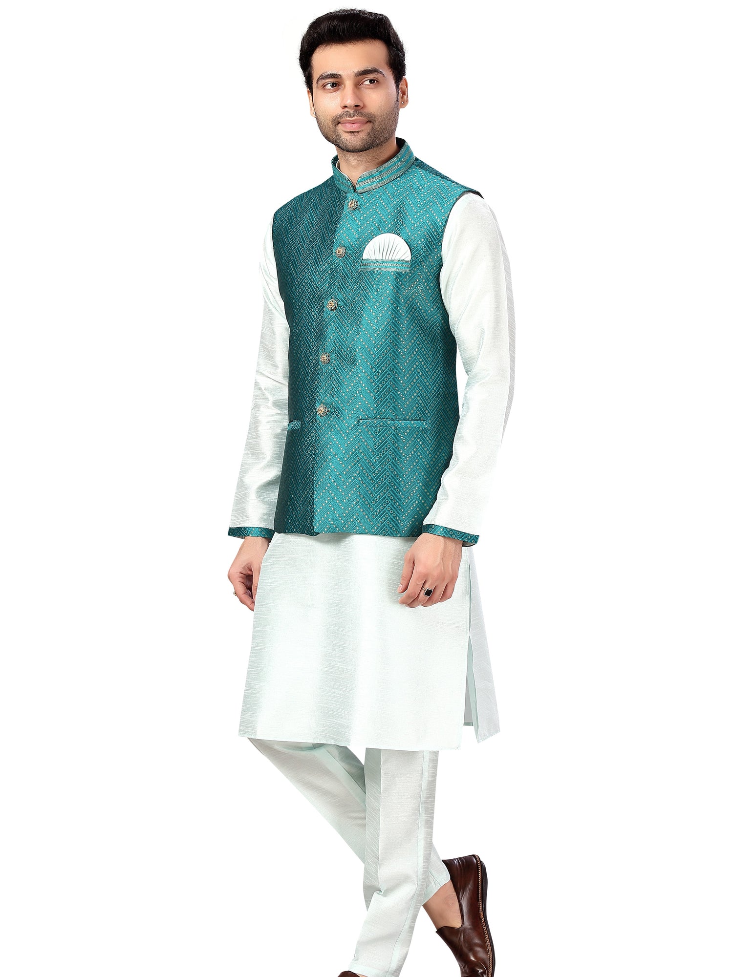 Silk Kurta Payjama With Jacket - Roop Darshan
