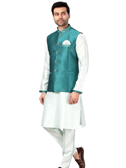 Silk Kurta Payjama With Jacket - Roop Darshan