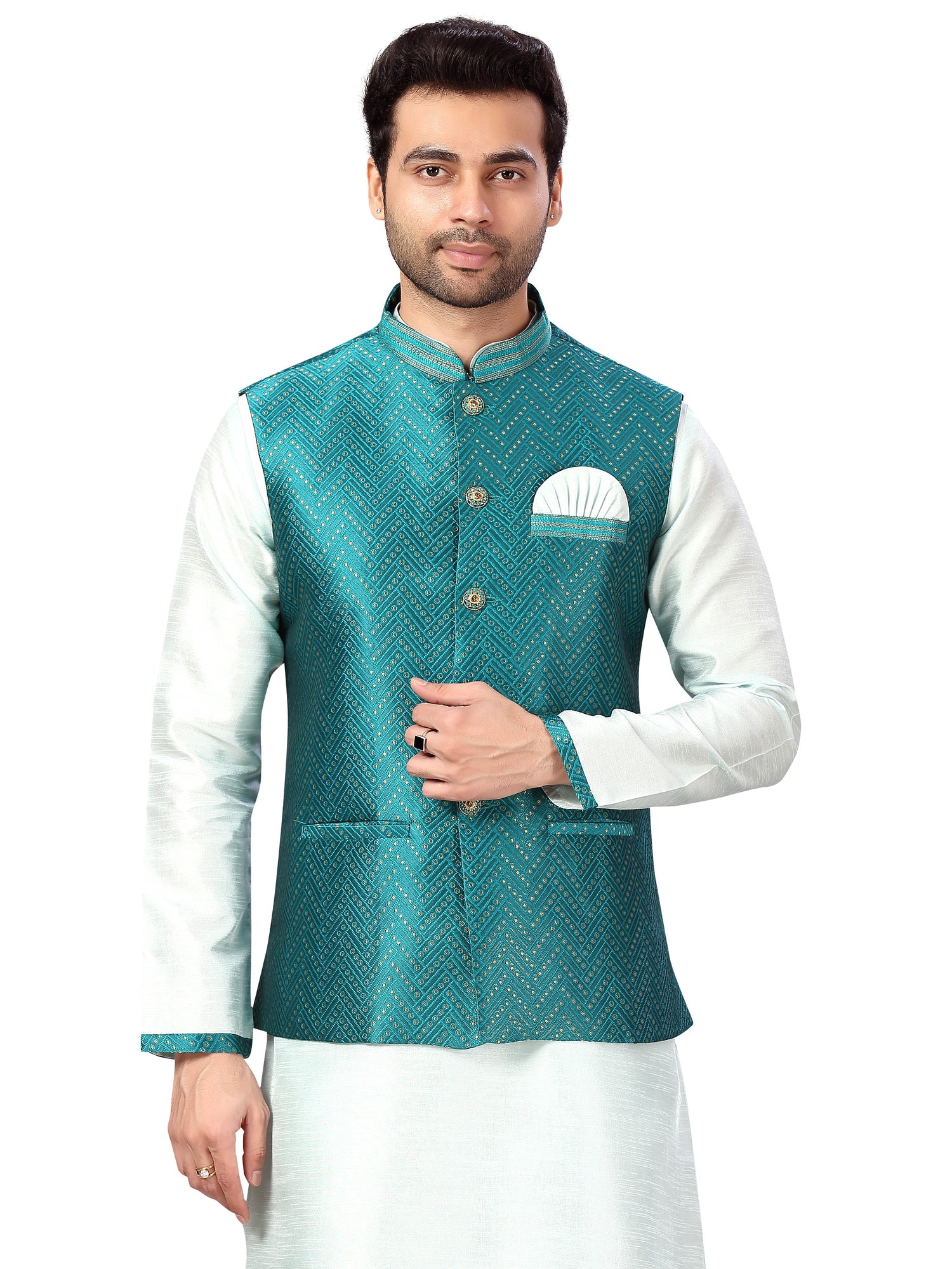 Silk Kurta Payjama With Jacket - Roop Darshan