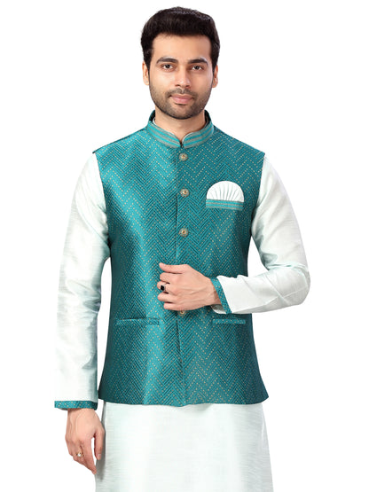 Silk Kurta Payjama With Jacket - Roop Darshan