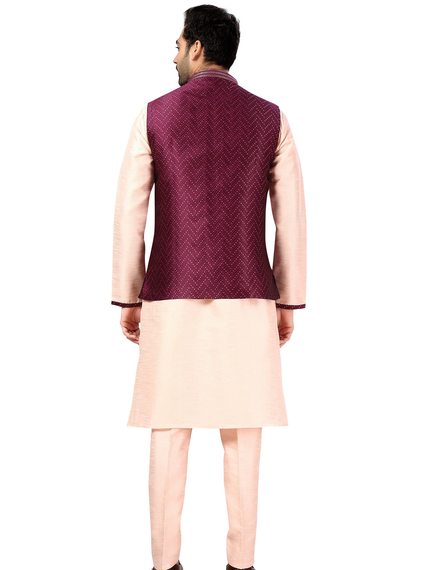 Silk Kurta Payjama With Jacket - Roop Darshan
