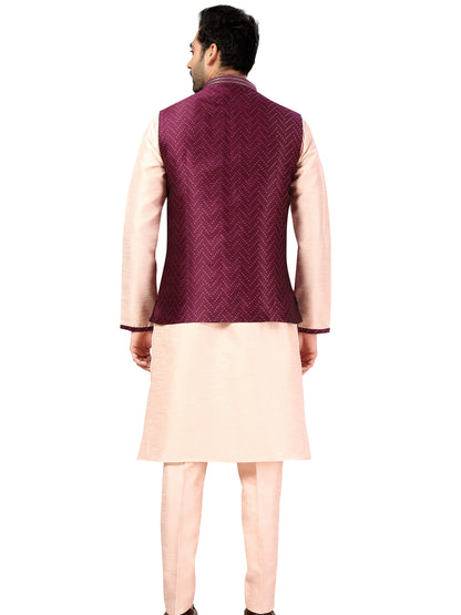 Silk Kurta Payjama With Jacket - Roop Darshan