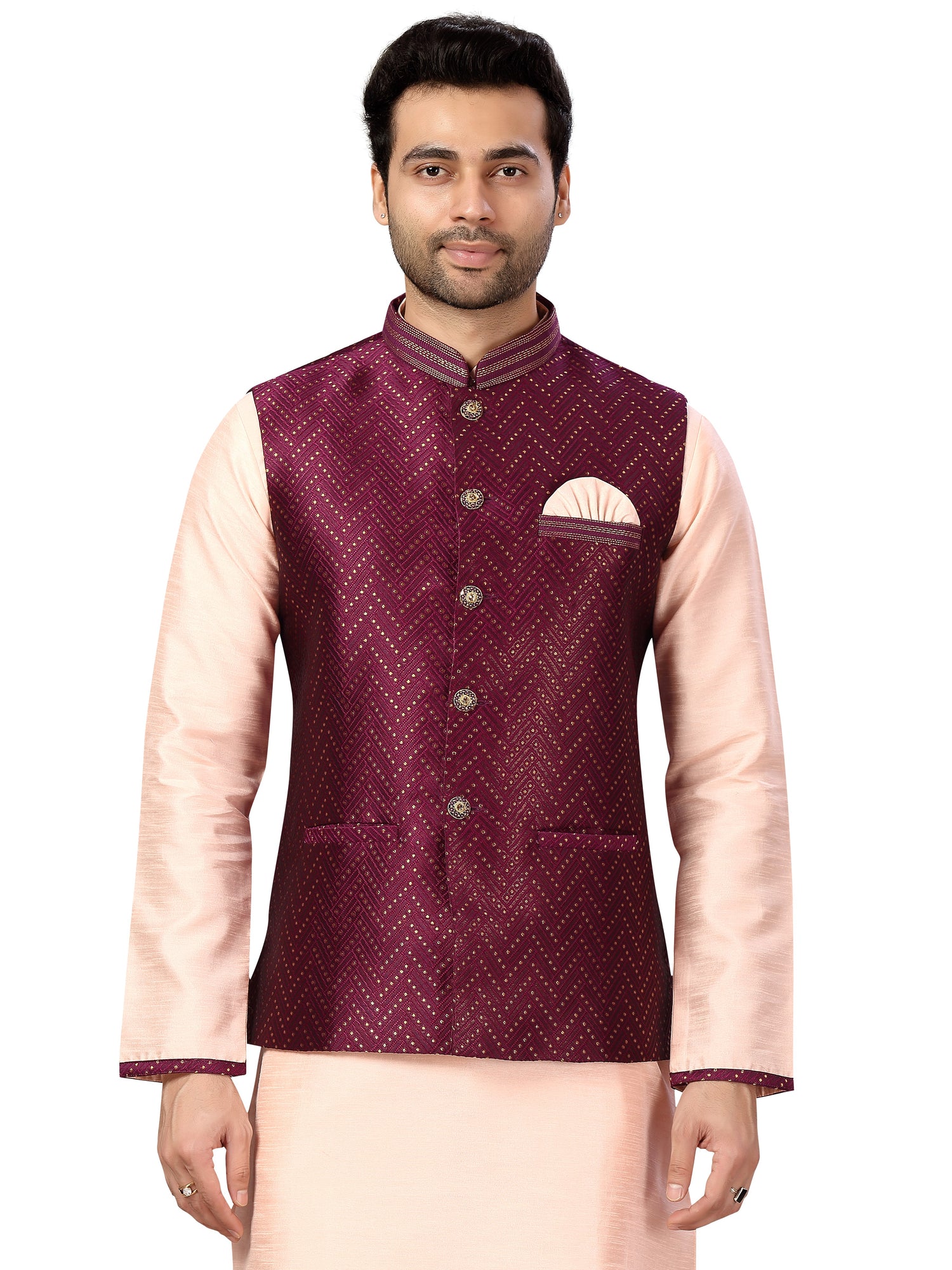 Silk Kurta Payjama With Jacket - Roop Darshan