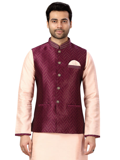 Silk Kurta Payjama With Jacket - Roop Darshan
