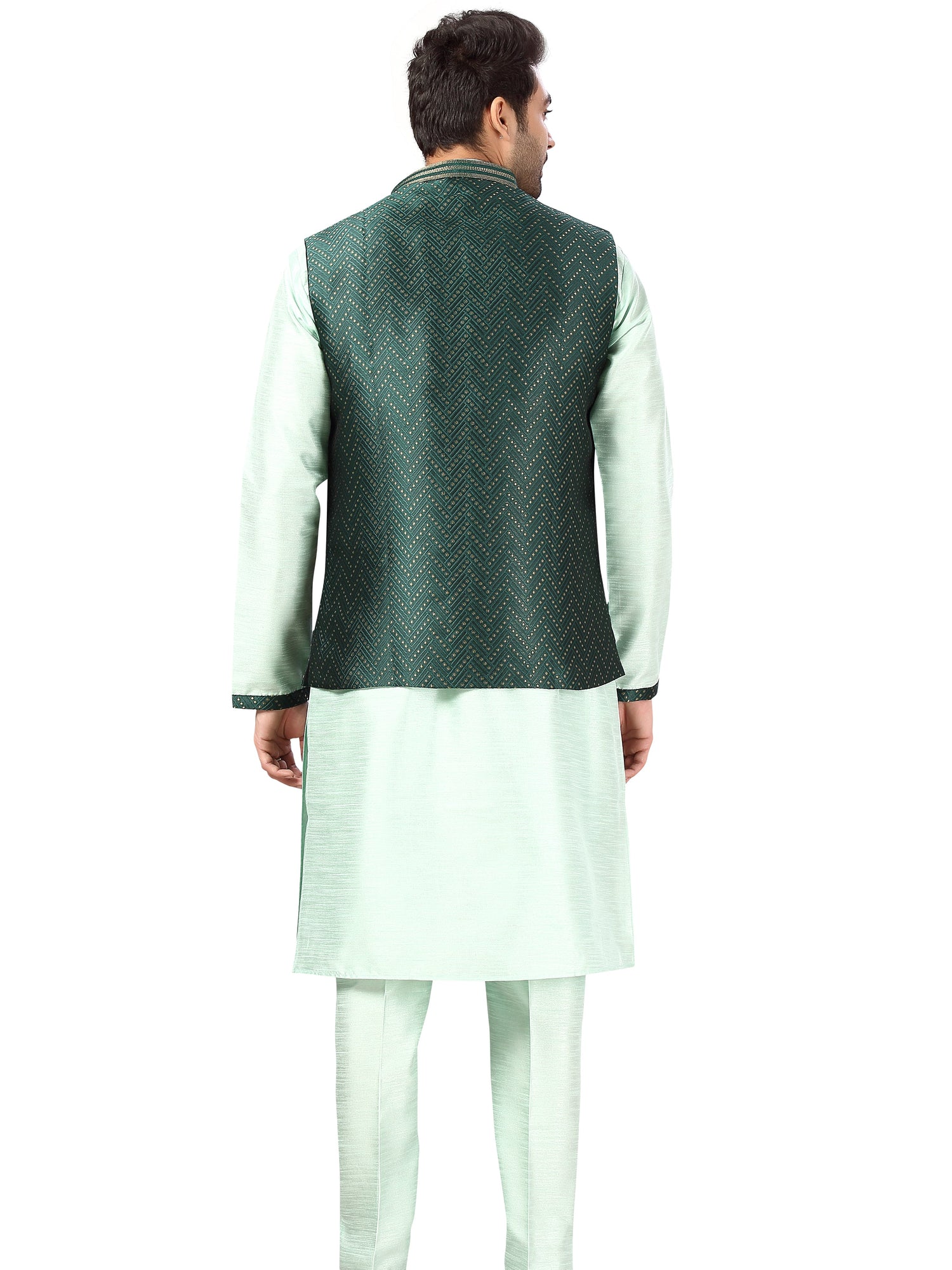 Silk Kurta Payjama With Jacket - Roop Darshan