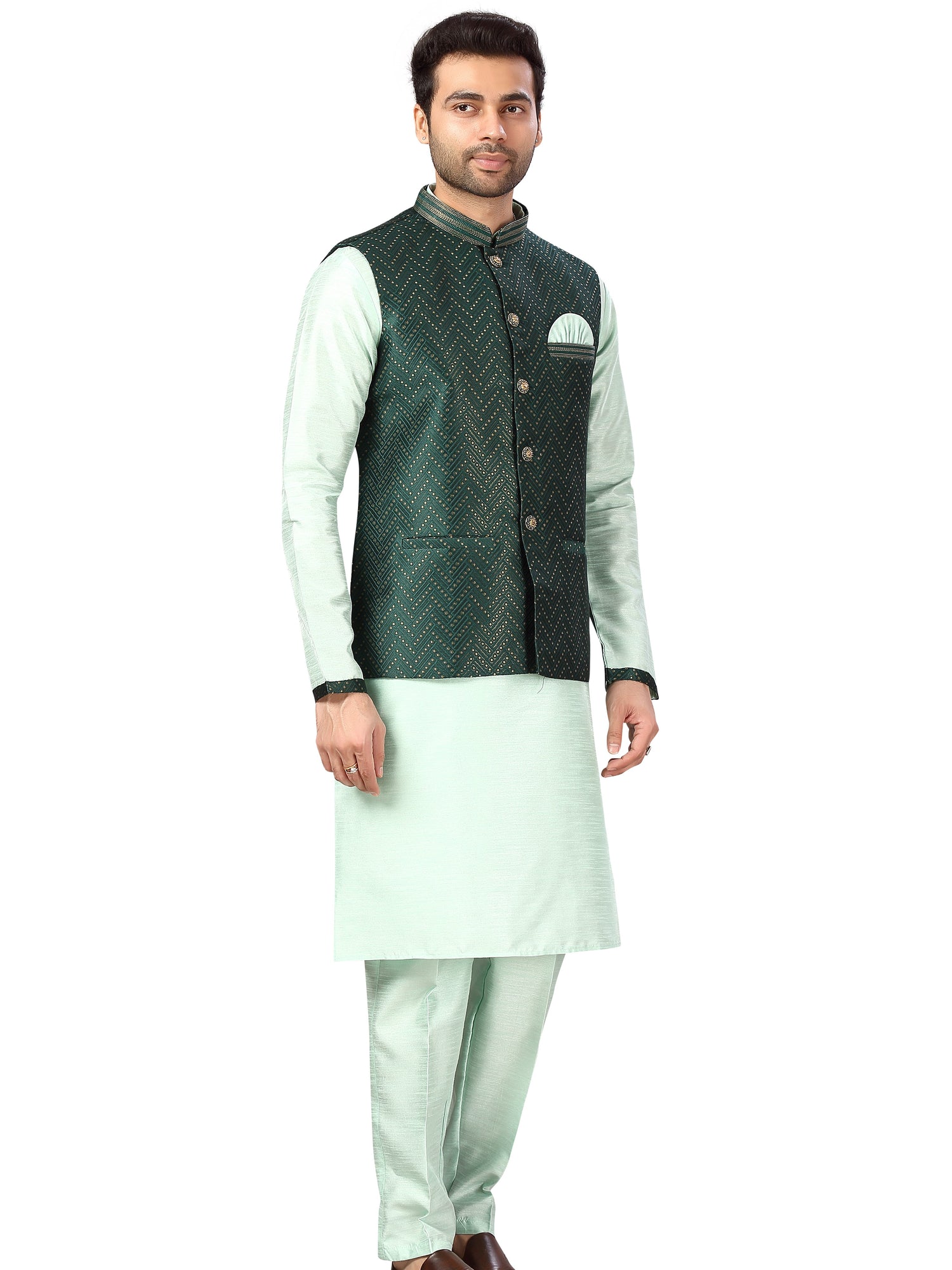 Silk Kurta Payjama With Jacket - Roop Darshan