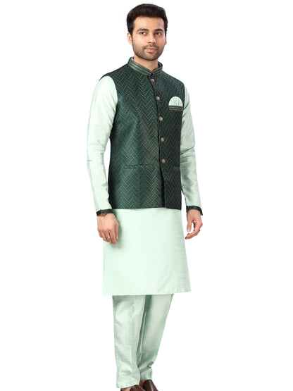 Silk Kurta Payjama With Jacket - Roop Darshan