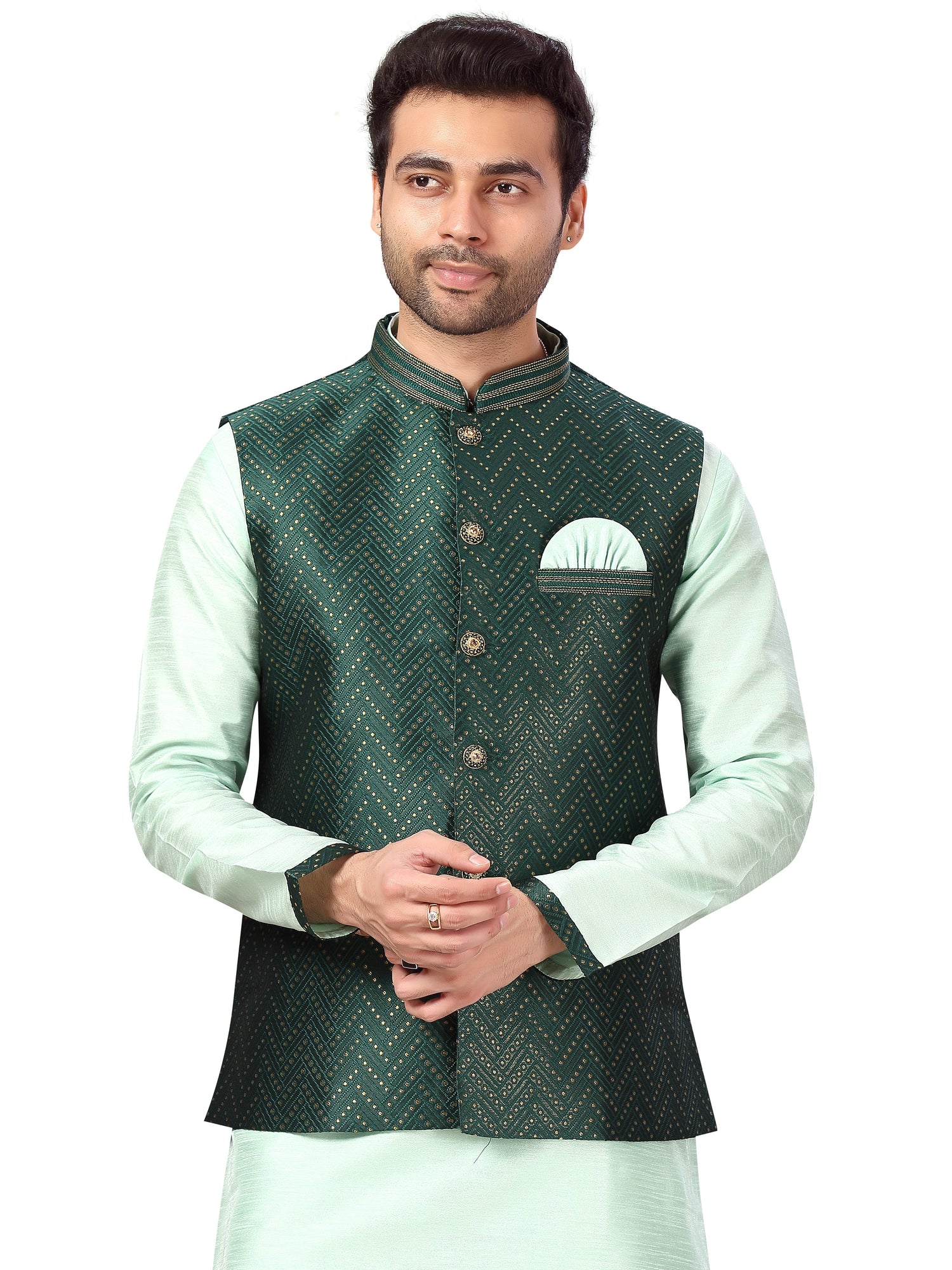 Silk Kurta Payjama With Jacket - Roop Darshan