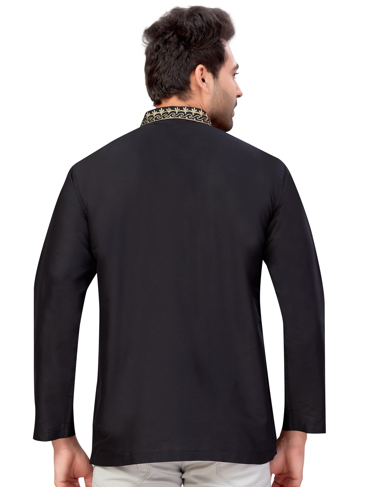 Mens Silk Embroidered Kurti - Roop Darshan