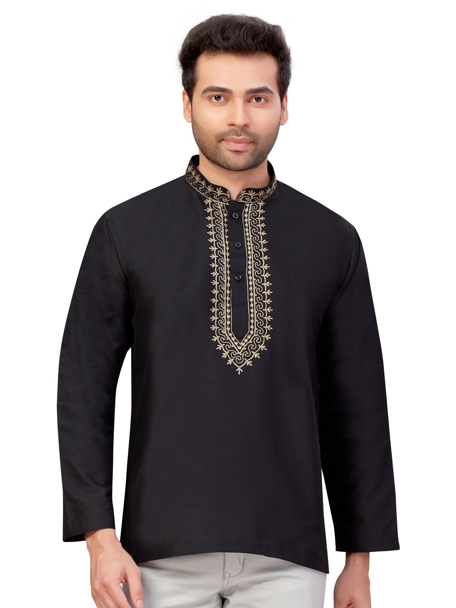 Mens Silk Embroidered Kurti - Roop Darshan