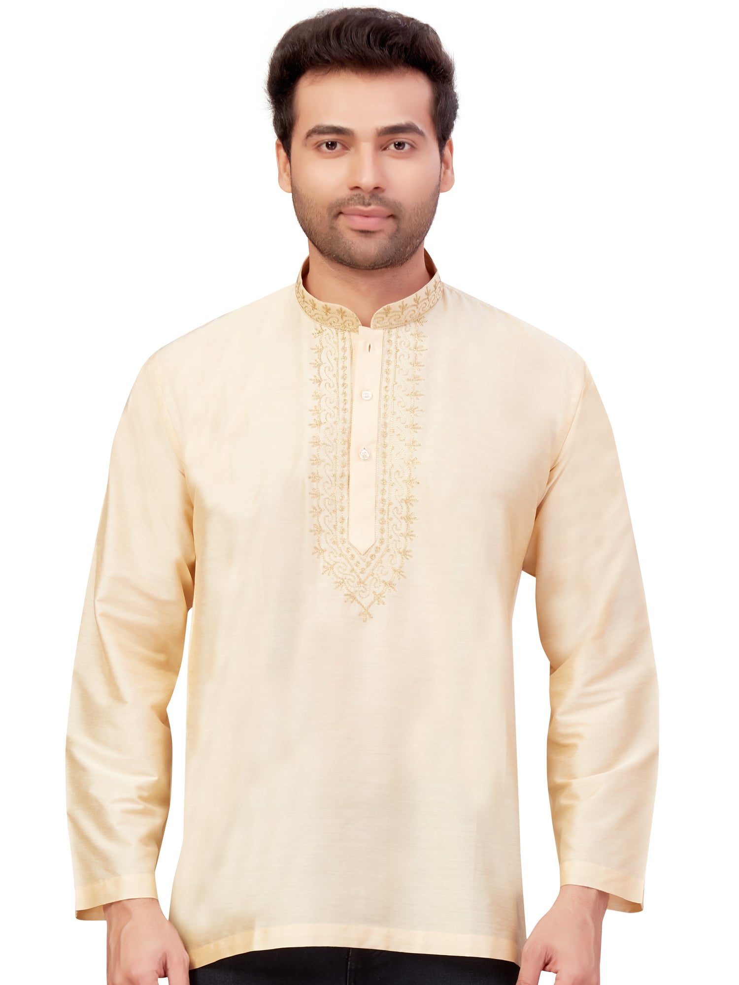 Mens Silk Embroidered Kurti - Roop Darshan