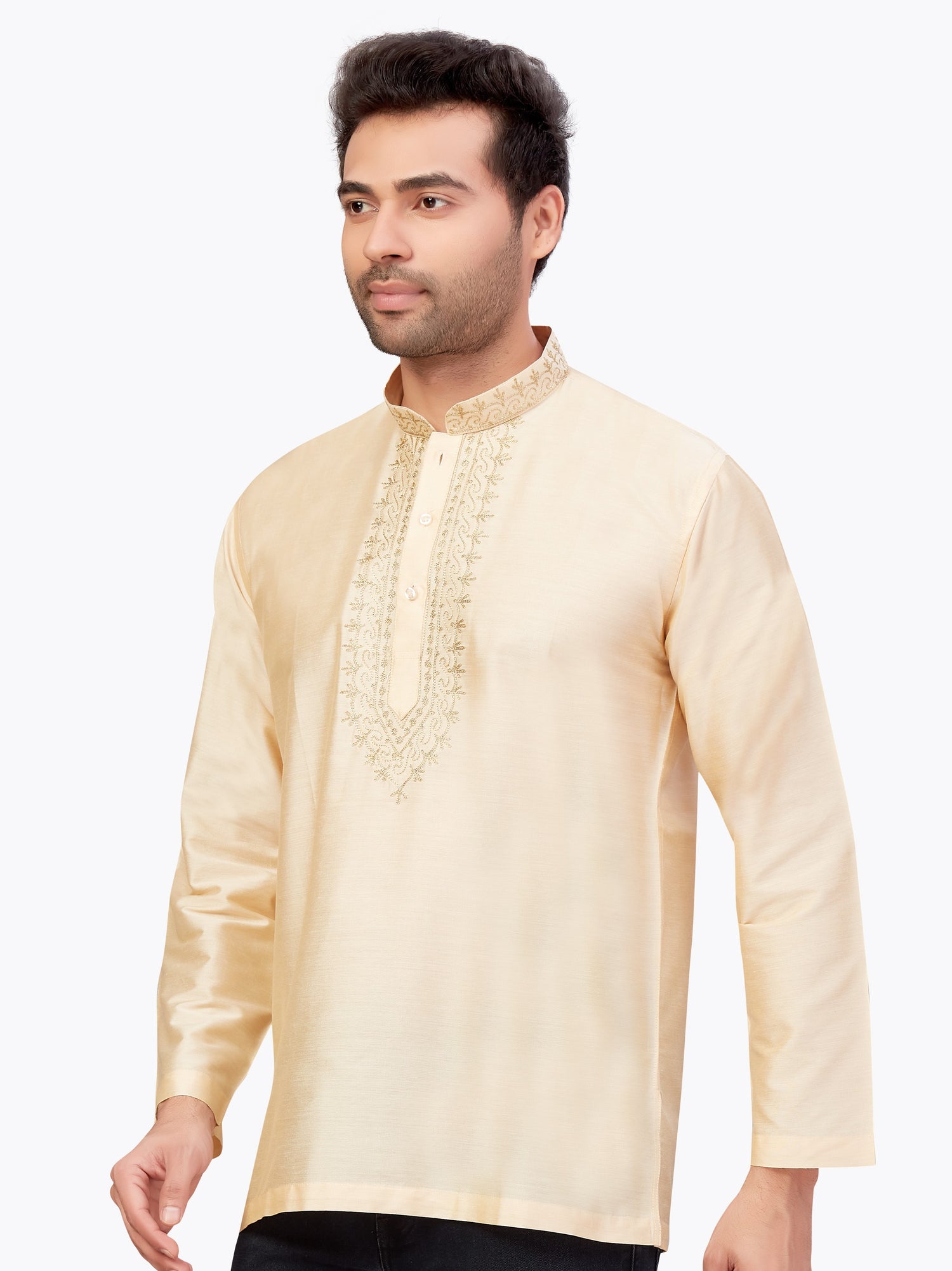 Mens Silk Embroidered Kurti - Roop Darshan