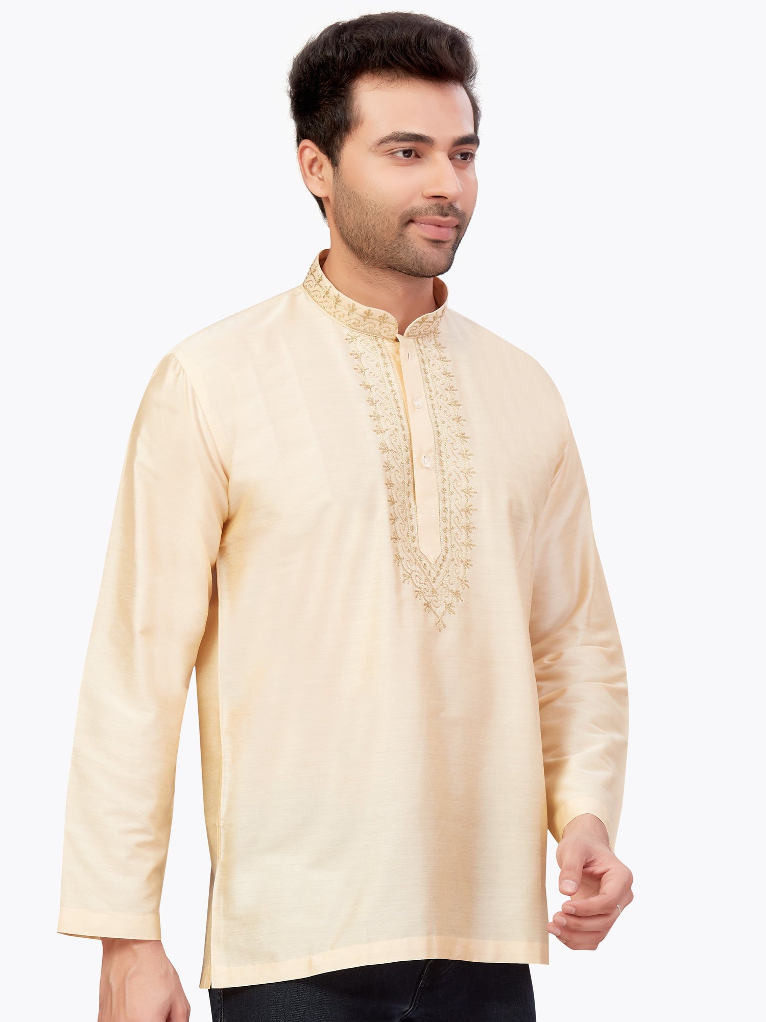 Mens Silk Embroidered Kurti - Roop Darshan