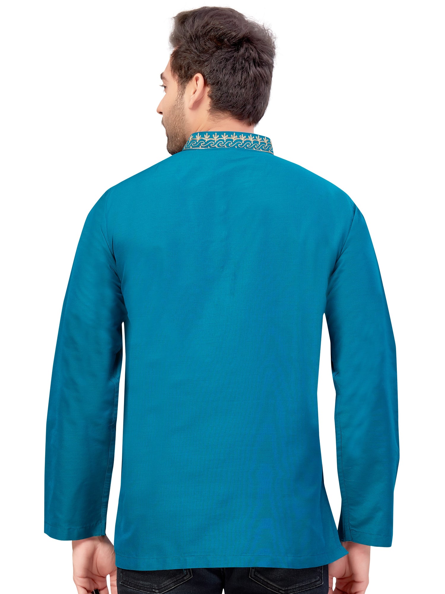 Mens Silk Embroidered Kurti - Roop Darshan