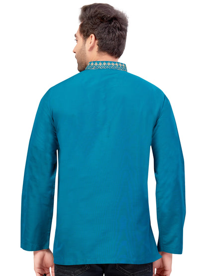Mens Silk Embroidered Kurti - Roop Darshan