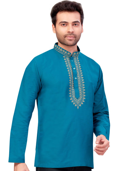 Mens Silk Embroidered Kurti - Roop Darshan