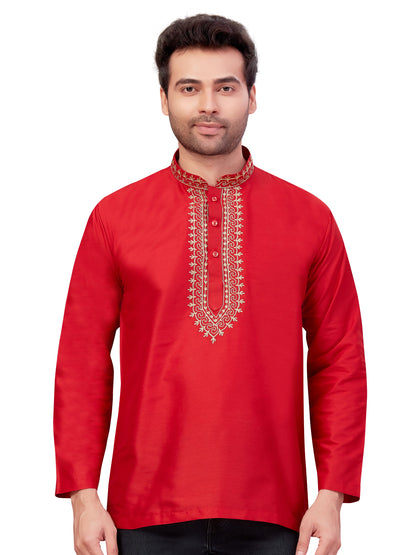 Mens Silk Embroidered Kurti - Roop Darshan